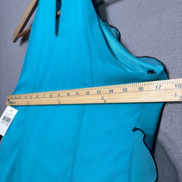 IZ Byer Sleeveless Blouse M Turquoise Black Ruffle Romantic Boho Soft Statement - Picture 8 of 12